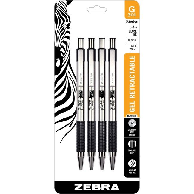Zebra Pen Corporation Gel Rt .7M Black 4/PK ZEB41314