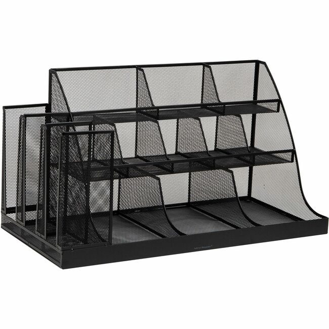 Mind Reader Products Organizer 2TIER Bamboo Black EMSCMG2MESH