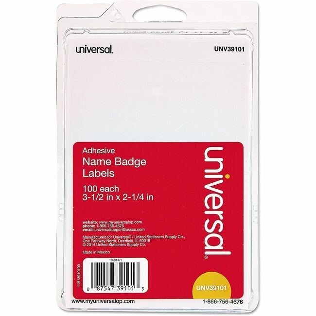 Universal Office Products Badge Name Pln 100/PK White UNV39101
