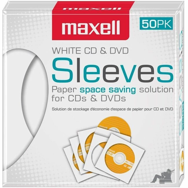 Maxell Sleeves Cd/Dvd White 50 Pack MAX190135
