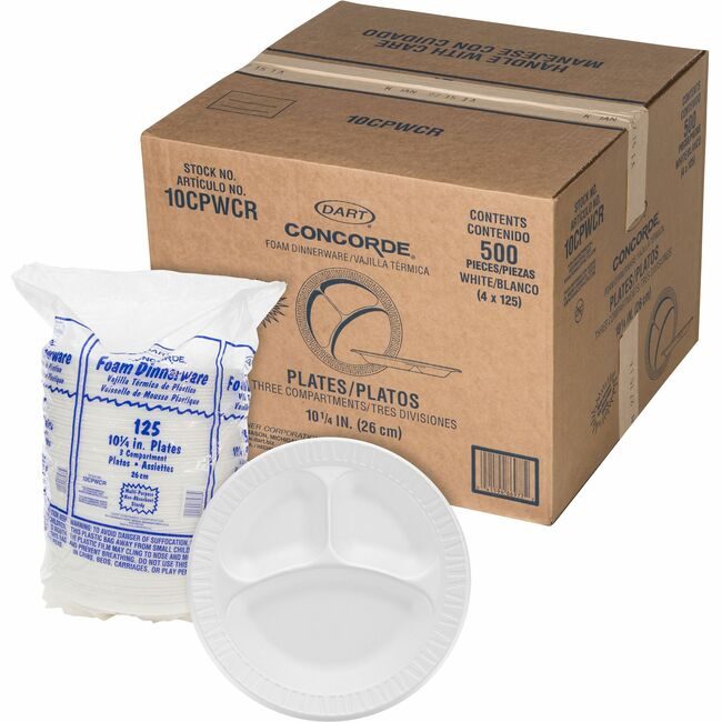 Dart Container Corporation Plate 10" Unlaminted 500/CT DCC10CPWCR