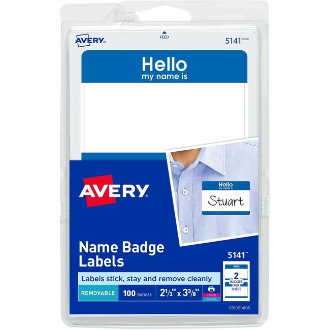 Avery Products Corporation Label Name"Hello"-Ss Be 100 AVE5141