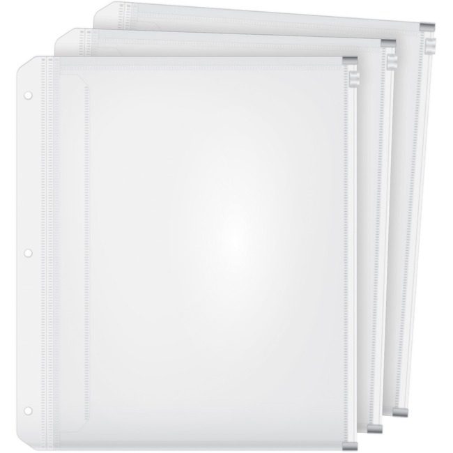 TOPS Products / Cardinal Brands Pocket Zipper Binder 3HOLE Clear CRD14201