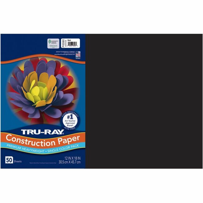 Pacon Corporation Paper Const 12X18 Black 50SH PAC103061
