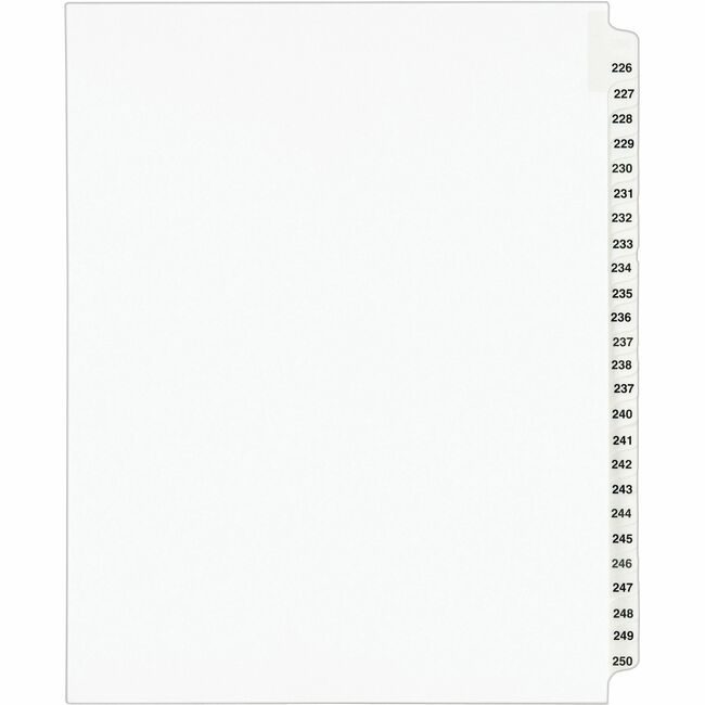Avery Products Corporation Index Legal Sdtab 226-250 AVE01339