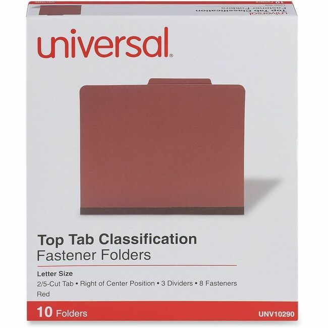 Universal Office Products Folder Psbd 8SEC Letter Red UNV10290
