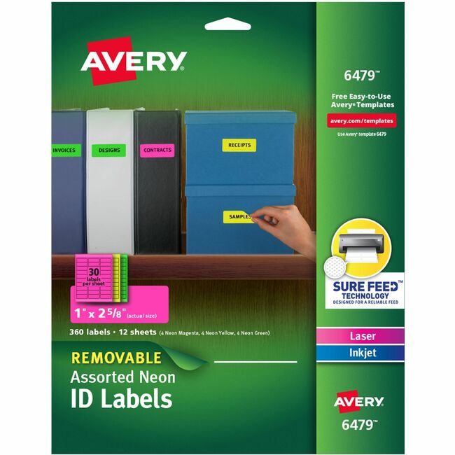 Avery Products Corporation Label Neon Remvable 1X2 Assorted AVE6479