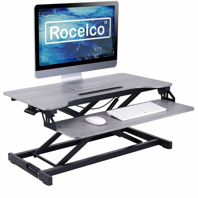 Rocelco Riser Desk Standing 31"W Gray RCLRVADRG