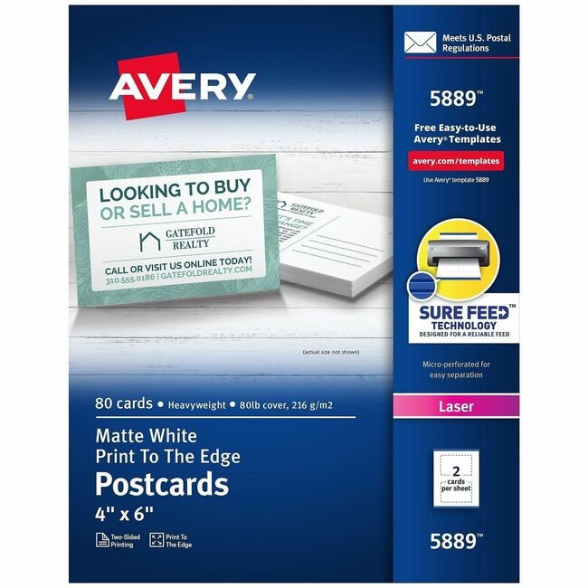 Avery Products Corporation Cards Post Laser 4X6 We 80 AVE5889