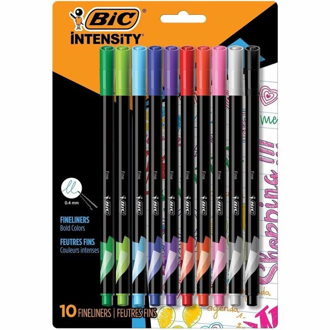 BIC Corporation Pen Felt Tip 0.4MM 10 Pack Assorted BICFPINFAP10AST