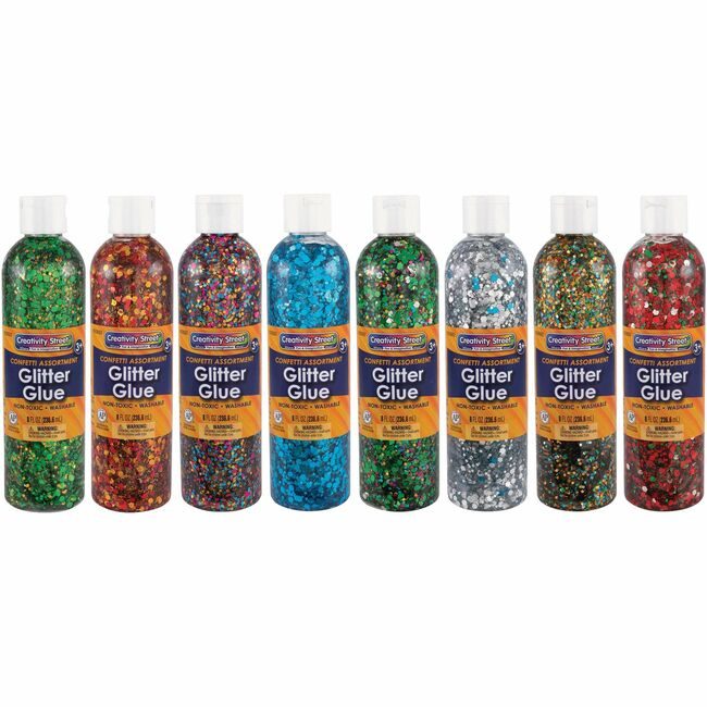 Pacon Corporation Glue Glitter 8OZ 8 Pack Assorted PAC8562
