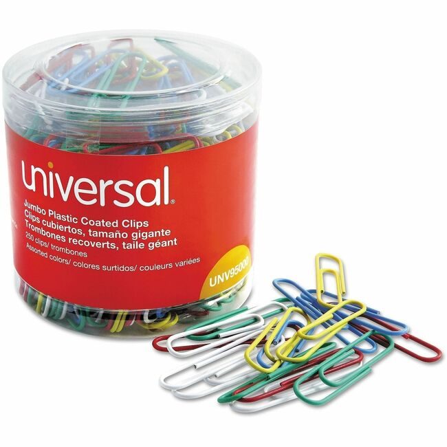 Universal Office Products Clip Jmbo Vnyl 250/PK Assorted UNV95000