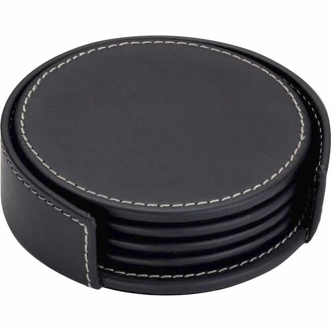Dacasso Coaster Set Lthr Black DACA1245