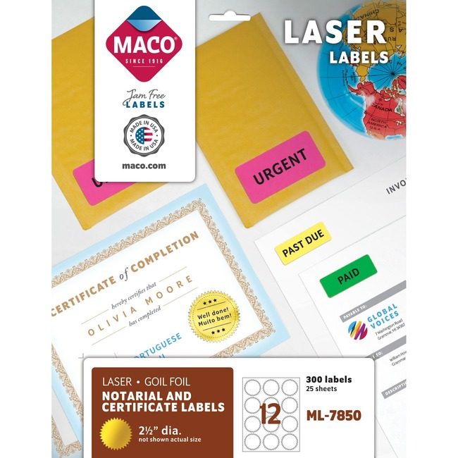 Chartpak, Inc. Maco Seal Foil Laser 2.5"DIA 300 MACML-7850
