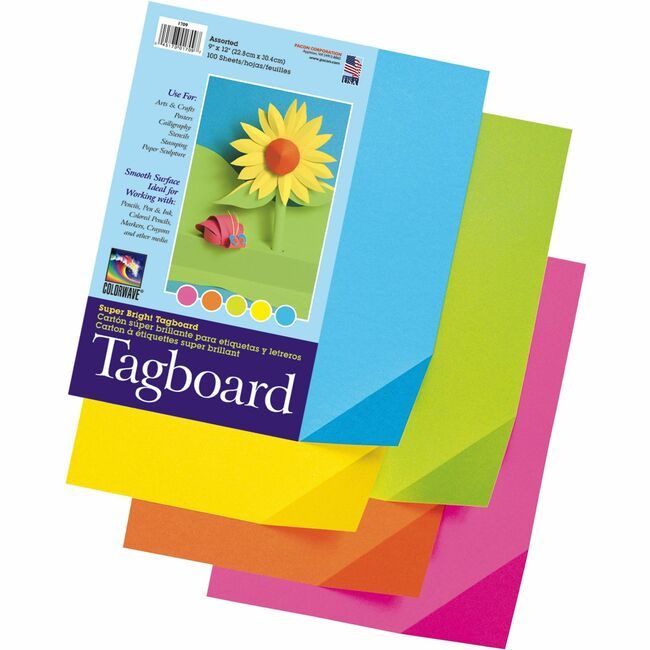 Pacon Corporation Tagboard Suprbrite 9X12 Assorted PAC1709
