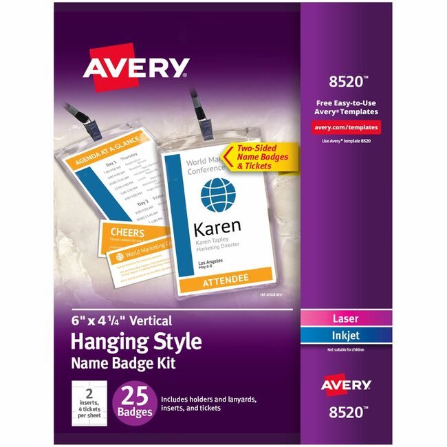 Avery Products Corporation Kit Badge Pvc 2UP We 25 Pack AVE8520