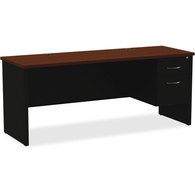 Lorell Desk 24"X72" RH PED Bk/Wl LLR79161
