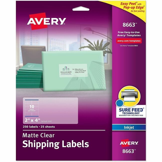 Avery Products Corporation Label Ezpeel Inkjt 2X4 Clear AVE8663