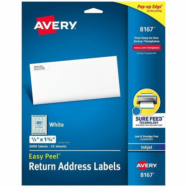 Avery Products Corporation Label Ezpeel Inkjt 1/2X1.75 AVE8167