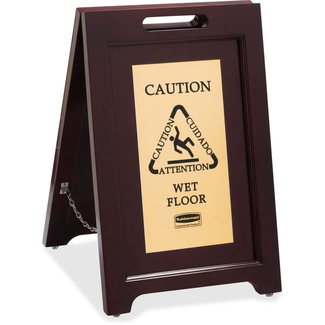 Rubbermaid Commercial Products Sign Es Wood Caution Floor RCP1867507