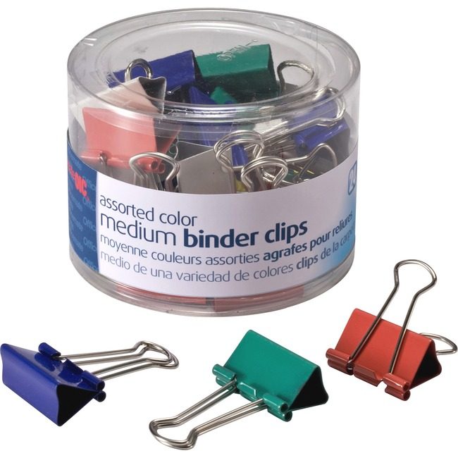 Officemate Clip Binder Medium Assorted 24/TUB OIC31029