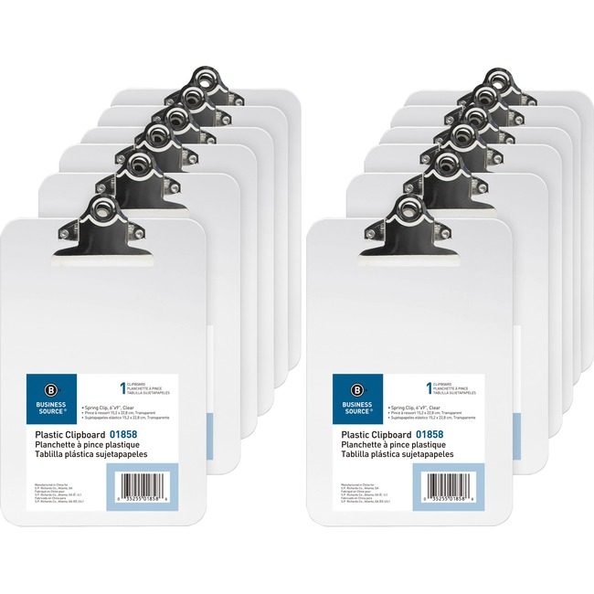 Business Source Clipboard Plastic 6X9 Clear BSN01858BX