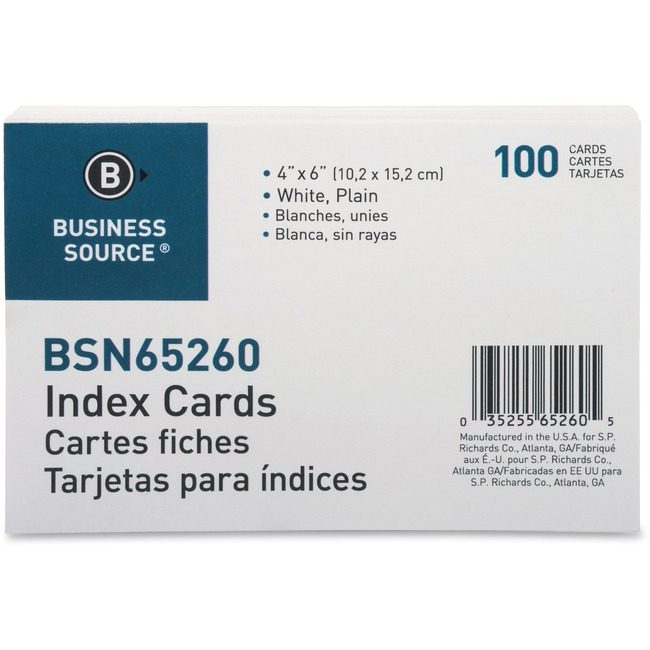 Business Source Card Index Plain 4X6 We BSN65260