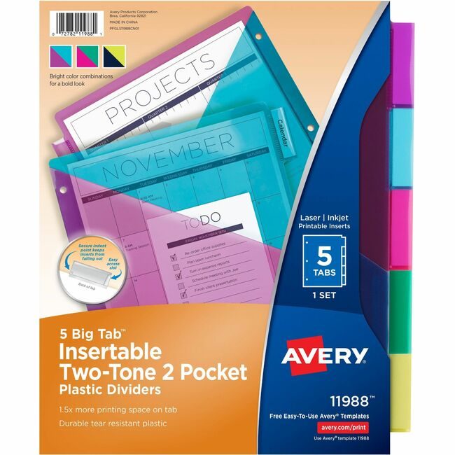 Avery Products Corporation Divider 2TONE Dblpkt 5TAB AVE11988