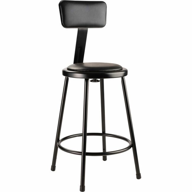 National Public Seating Stool 24IN Vin Back Black NPS6424B10
