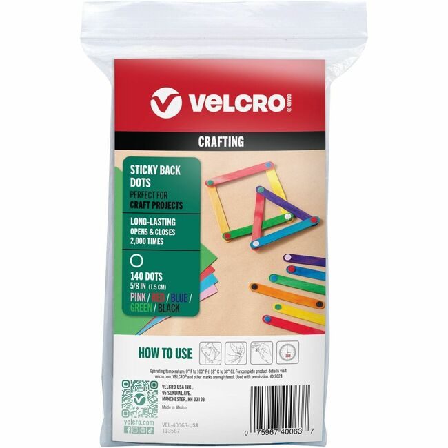 VELCRO Brand Velcro Companies Brand Coin Stickbk 5/8"CIR Multi 140 VEK40063
