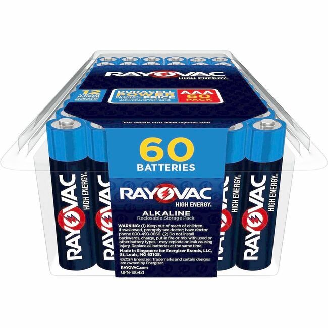 Energizer Holdings Rayovac Battery Aaa Alkaline 60 Pack RAY82460PPK