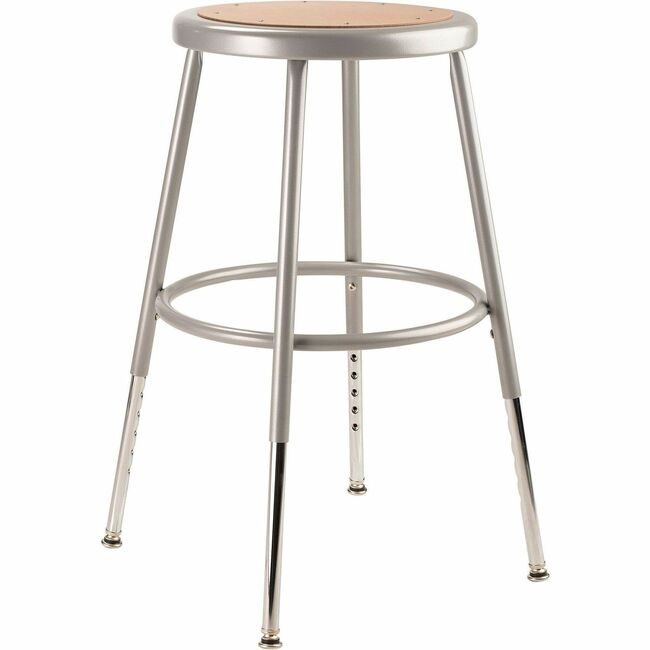 National Public Seating Stool 19-27IN Wood Gray NPS6218H