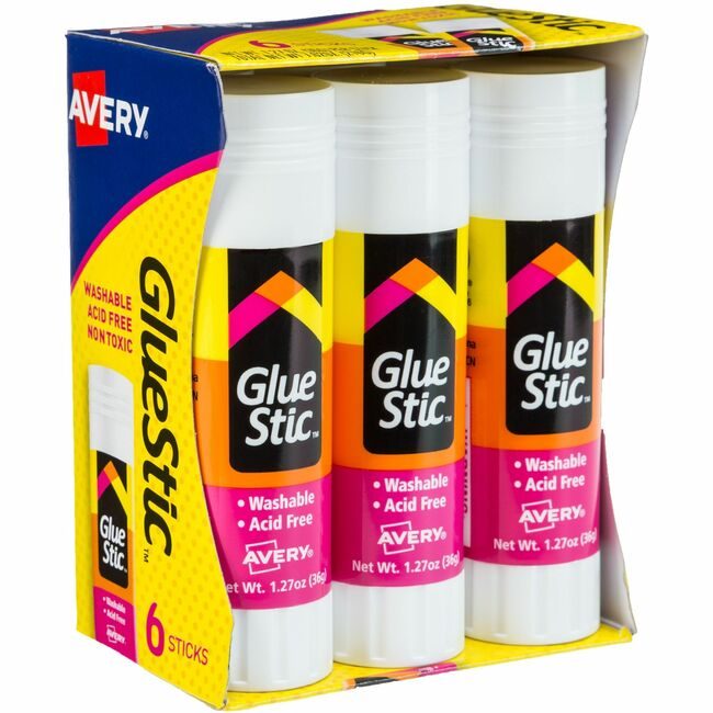 Avery Products Corporation Glue Stick 1.27OZ Clear 6 Pack AVE98073