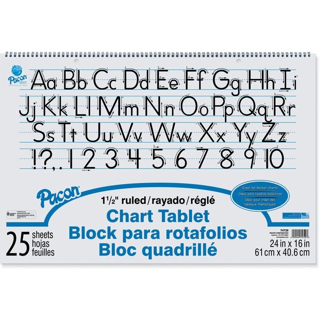 Pacon Corporation Tablet Chart 1.5"RULD 24X16 PAC74720