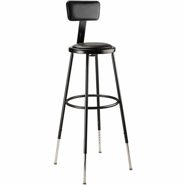 National Public Seating Stool 31-39IN Vin Back Black NPS6430HB10