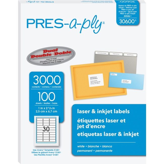 Avery Products Corporation Label Lsr/Inkjet 2-5/8X1 We AVE30600