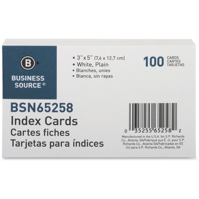 Business Source Card Index Plain 3X5 We BSN65258