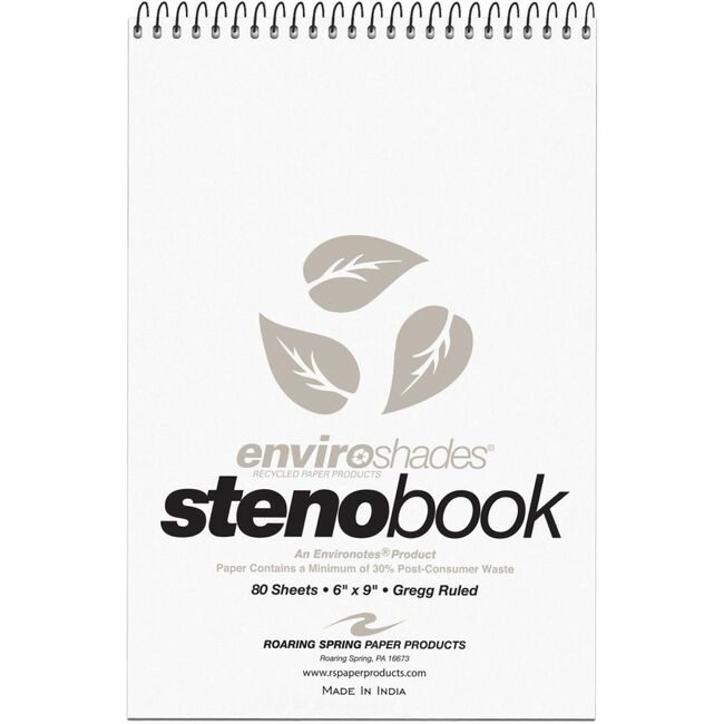 Roaring Spring Paper Products Notebook Steno 6X9 Gray ROA12274CT