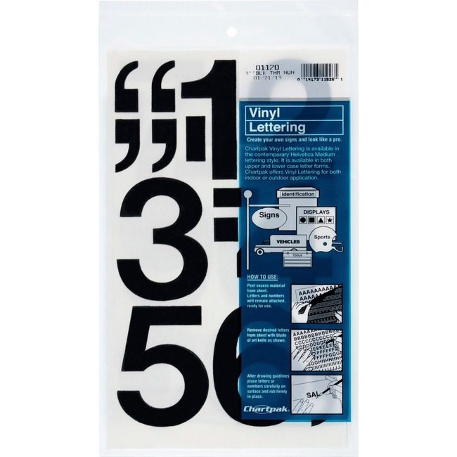 Chartpak Numbers Vinyl 3" Black CHA01170