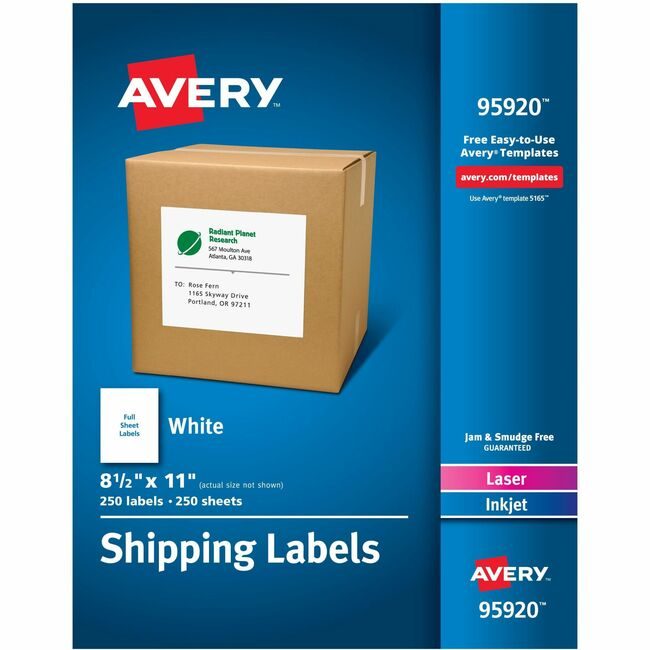Avery Products Corporation Label Shpng 8.5X11 We 250 AVE95920
