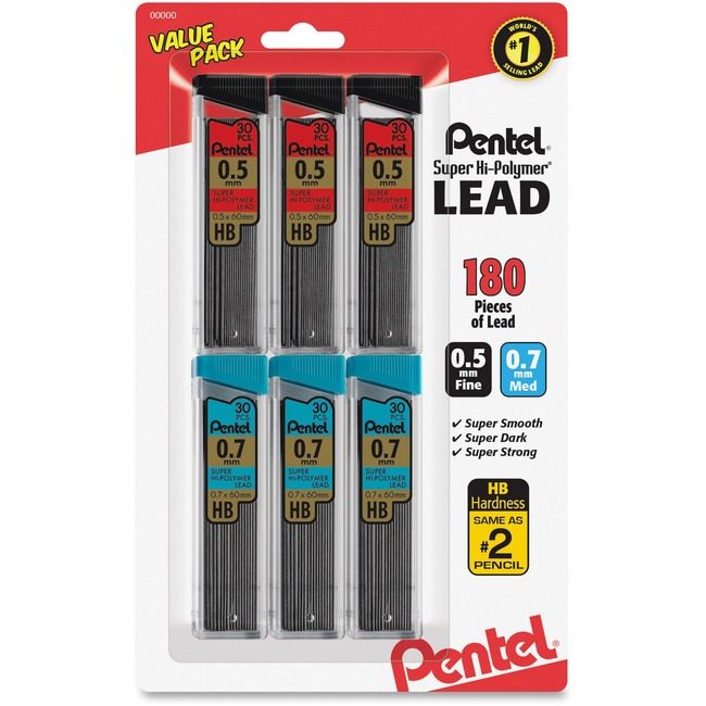 Pentel of America Refill Lead 0.5/0.7MM 6 Count PENC257BPHB6