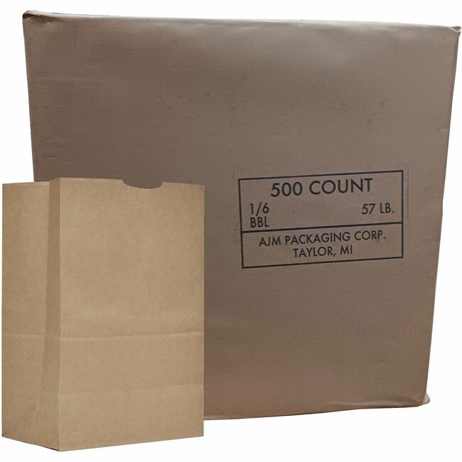 AJM Packaging Corporation Sack Grocery 57# 1/6BBL Kft AJMGS57NP5CES