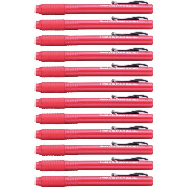 Pentel of America Eraser Clic W/Grip Red PENZE22BBX