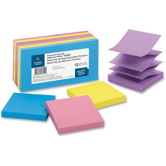 Business Source Notes Popup 3X3 12 Pack Xtreme BSN16450