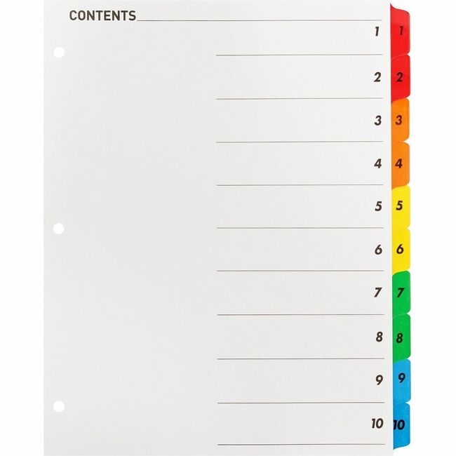 Business Source Dividers Index Toc 1-10 Mlt BSN21902