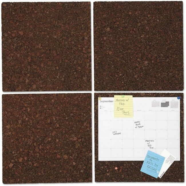 Universal Office Products Board Cork Tile 4/PK Dbr UNV43403
