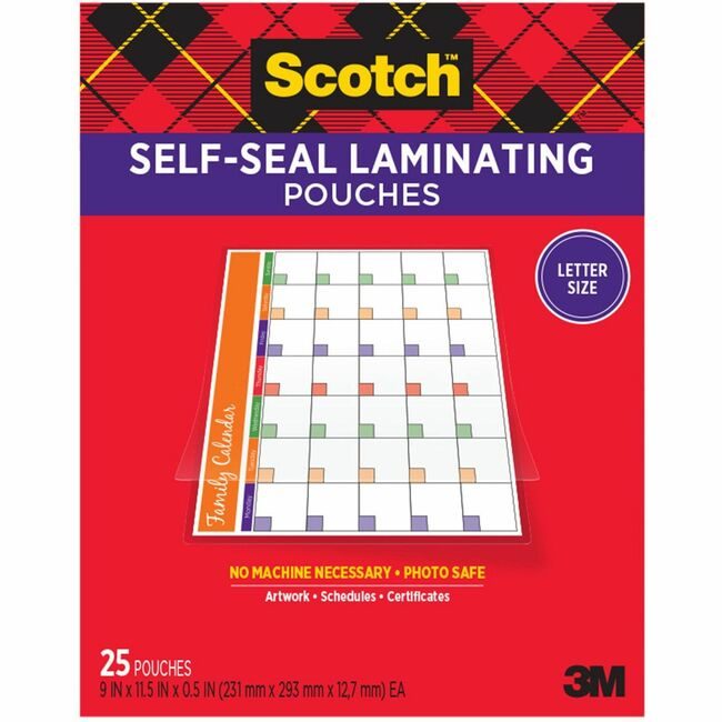 3M Company Pouch Laminate Letter 25 Pack MMMLS854-25G