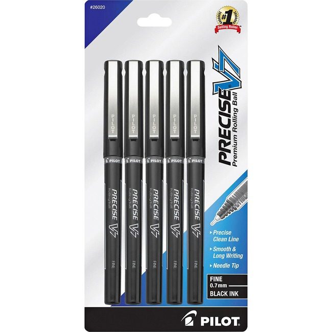 Pilot Corporation of America Pen Roller V7 5 Pack Black PIL26020