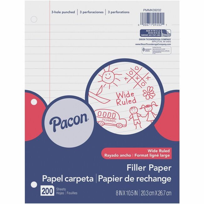 Pacon Corporation Paper Filler Wide 200SH PACMMK09202