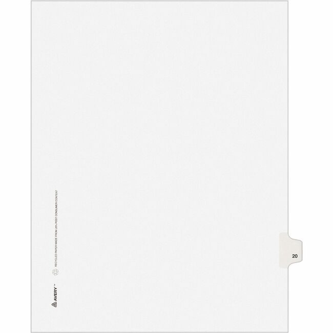 Avery Products Corporation Dividers Index Sidetab 20 AVE01020